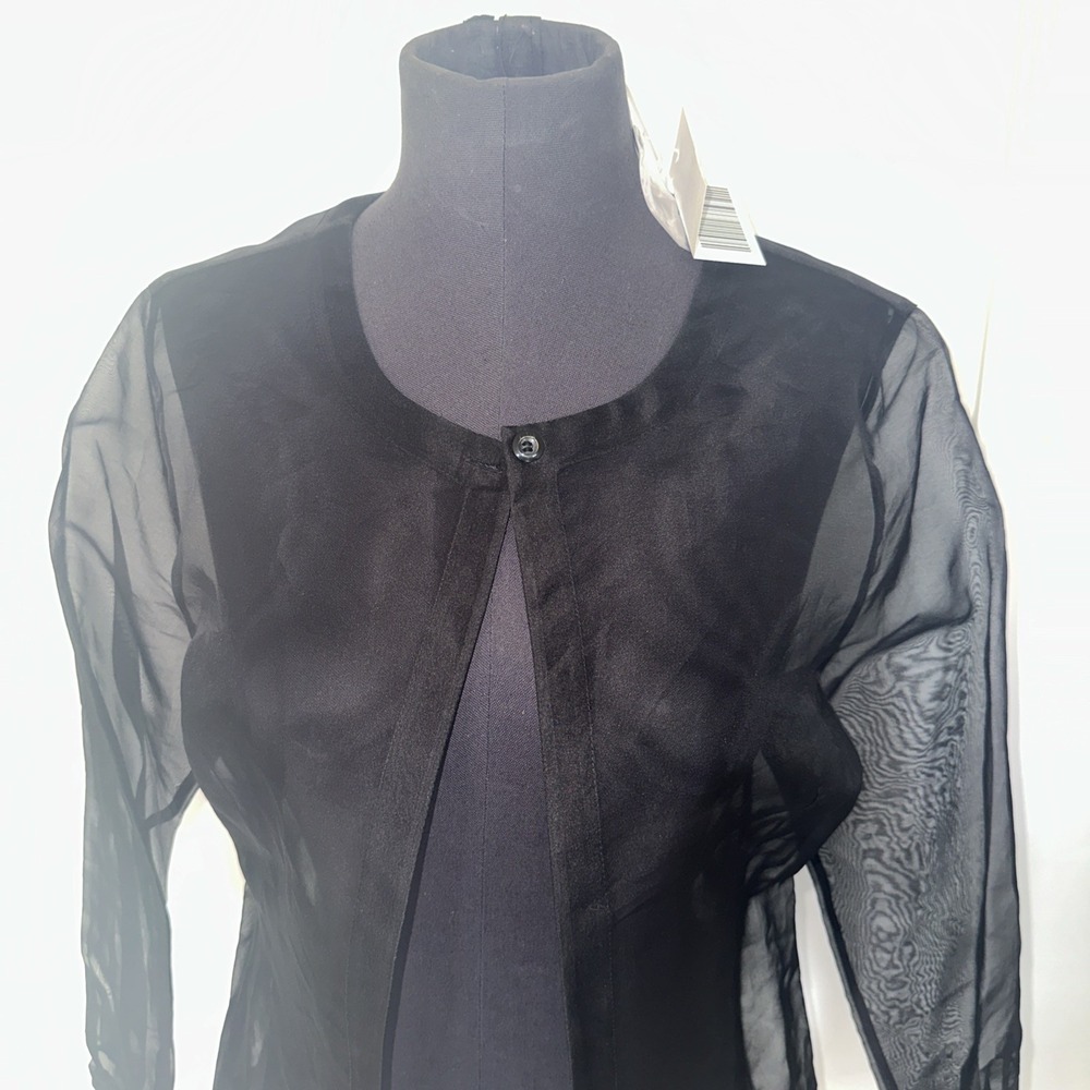 Petite Sofisticate Top Blouse Black 100%silk‎ Long Sleeve See through Size 8 - Picture 2 of 9